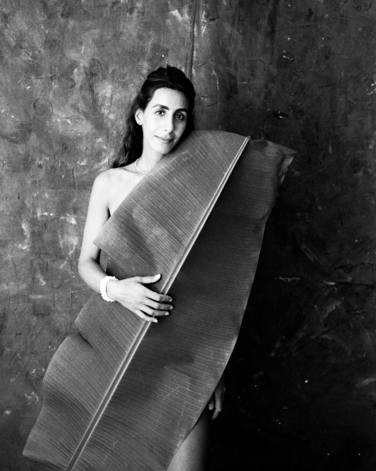 Portrait of Woman and Banana Leaf